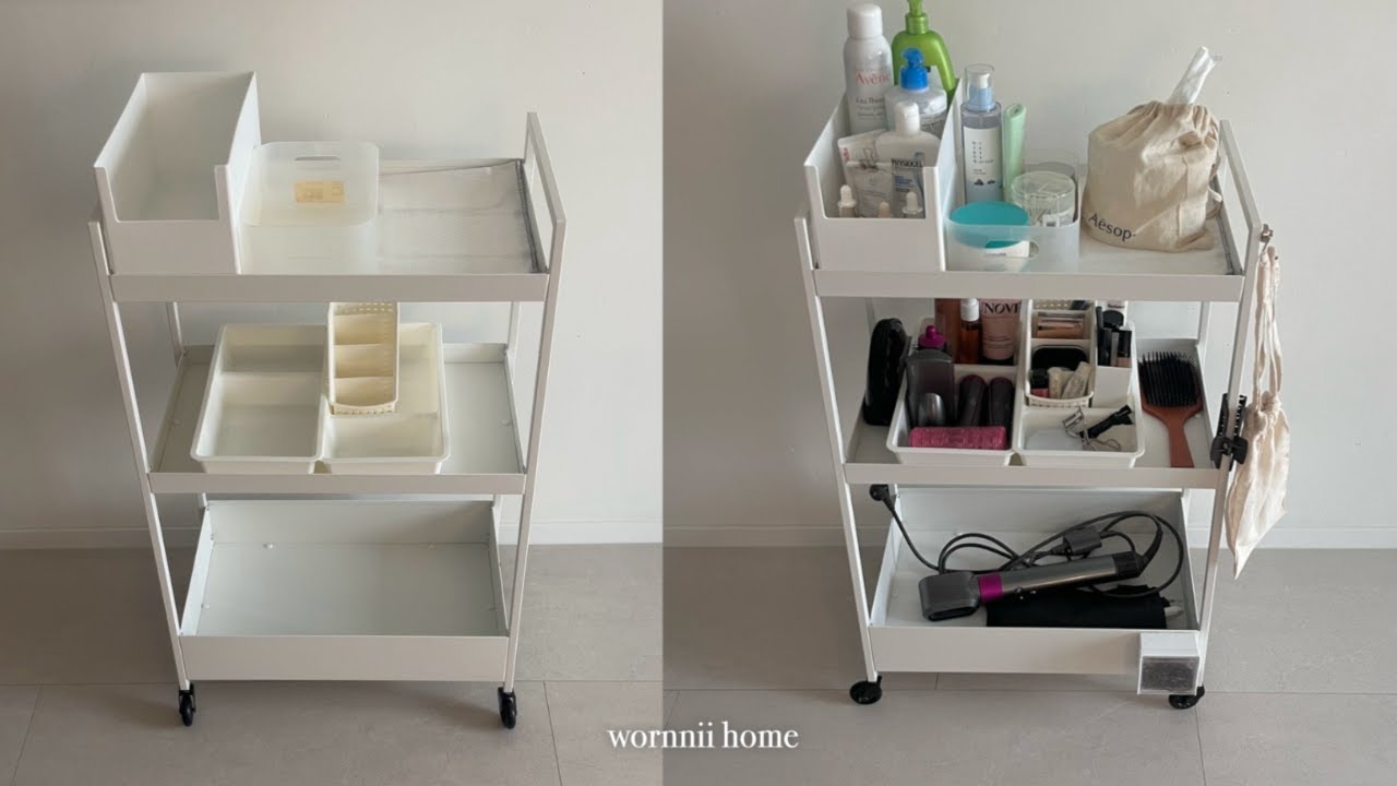 이케아 트롤리로 심플한 화장대 만들기. 니사포르스에 호환되는 수납함 추천