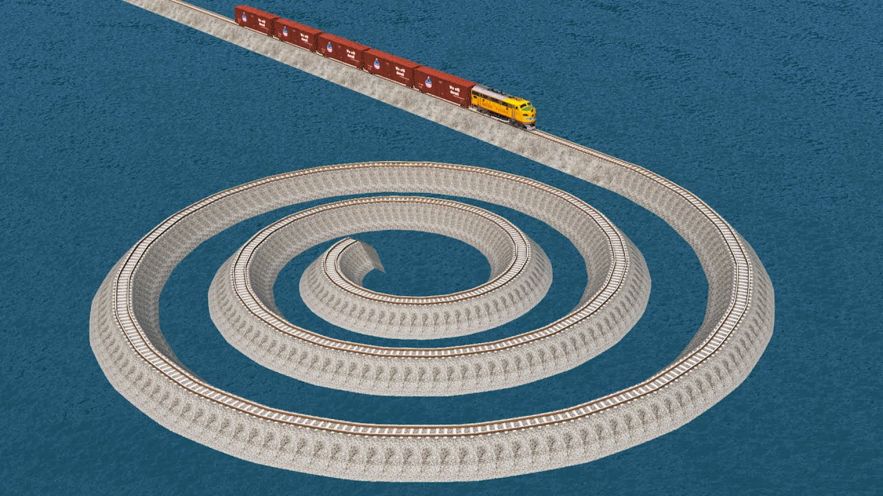 Train Vs Impossible Deadlock Track Crossing Deepwater - BeamNG.Drive
