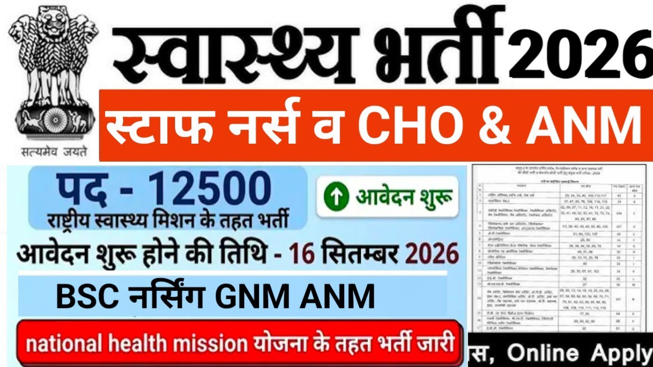 STAFF NURSE & CHO & ANM BIG 12500 POST VACANCY OUT 😲 ALL NURSING APPLY NHM