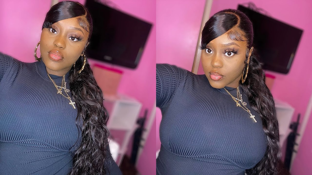Side Swoop Frontal Ponytail on Natural Hair Tutorial FT. Sams Beauty