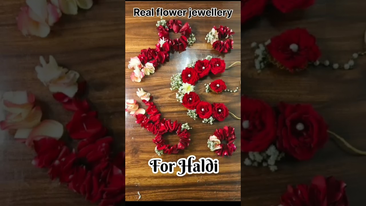 Real flower jewellery for Haldi ceremony at home🌹💛❤️#haldijewellery#diy #handmadejewelry#shortsvideo