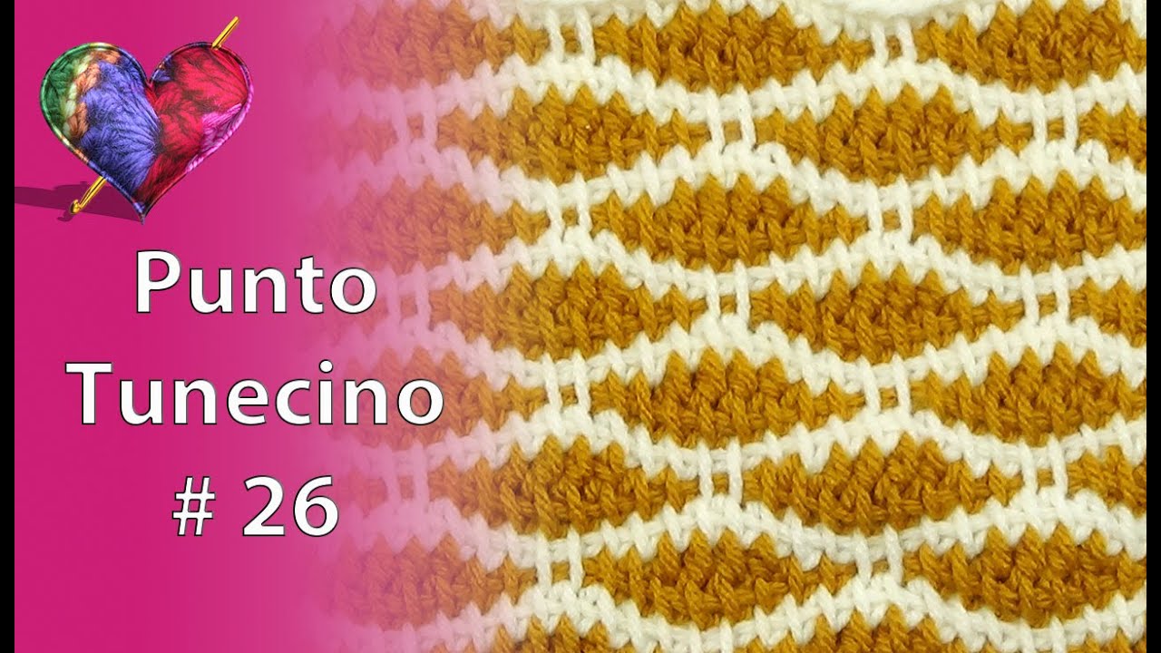 CROCHET TUNECINO en DOS COLORES , Punto  #26 (paso a paso)