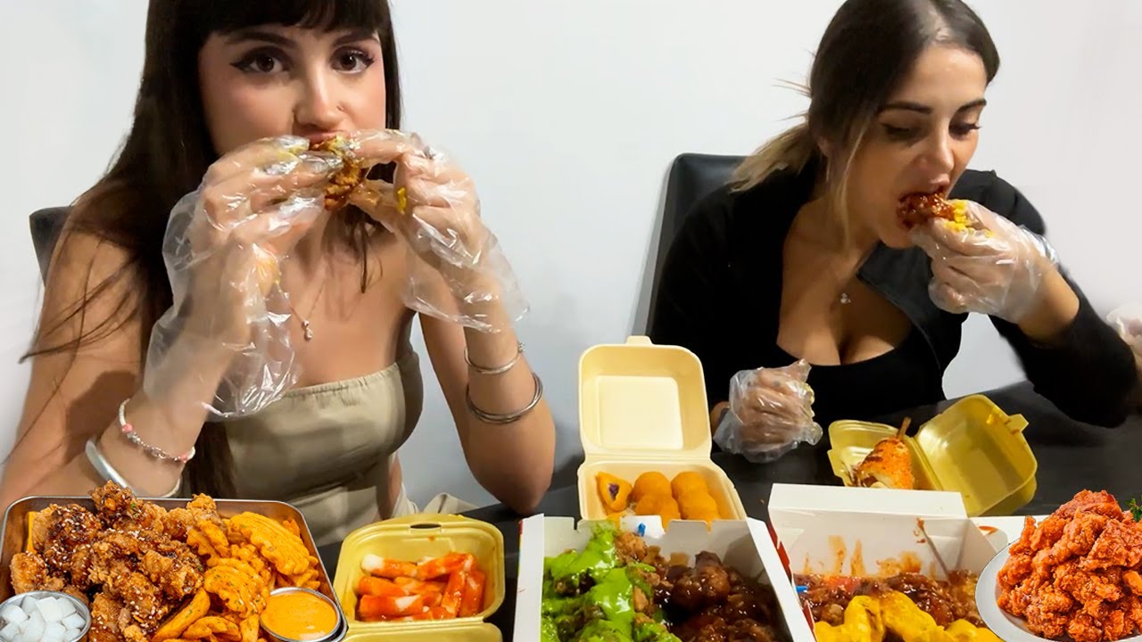 ASMR MUKBANG 🍗 Pollo Frito Coreano con 4 tipos de salsa