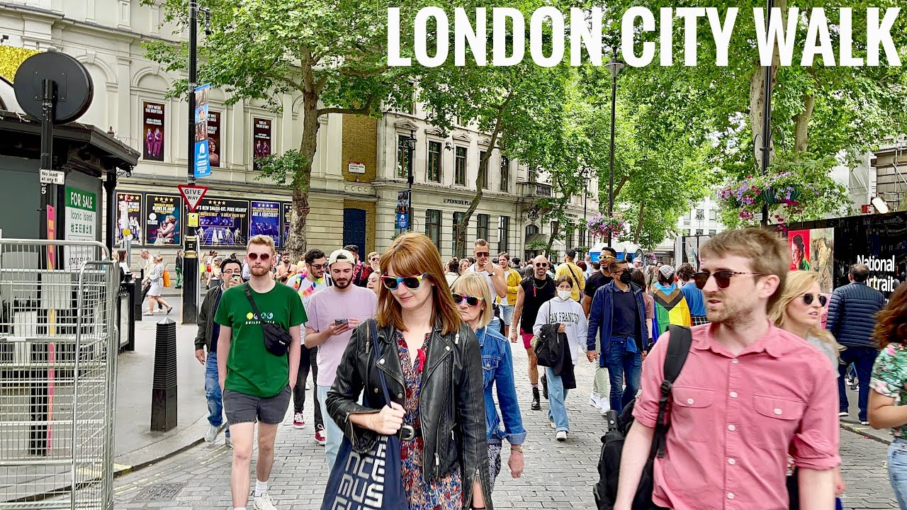 London Summer Streets Walk, Central London Leicester Square to Embankment via Trafalgar Square