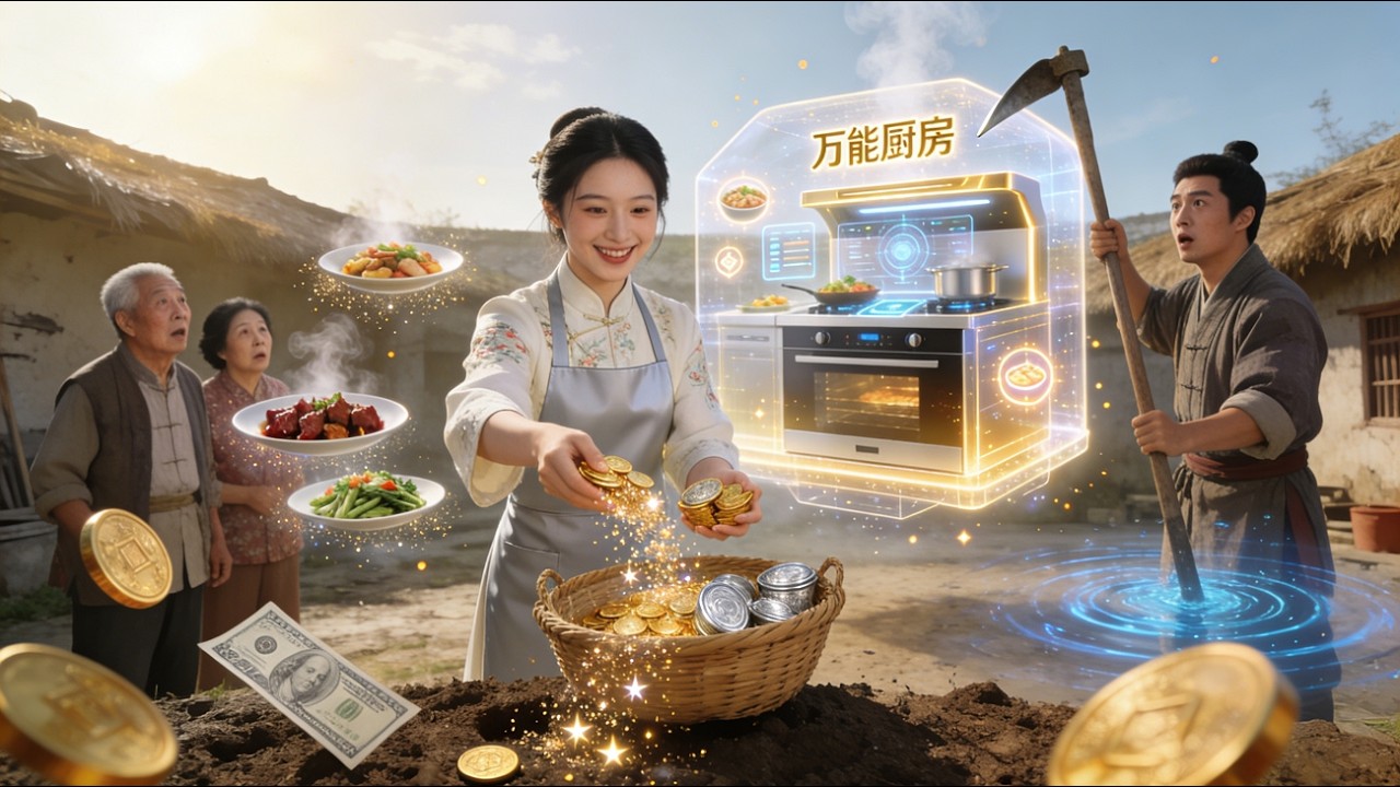 穿越異世，家貧人癡。王雪的祕密廚房裏，卻藏着另一個世界的頂級盛宴。她用美食治癒這個家，也意外烹出了滾滾財源與一世深情！