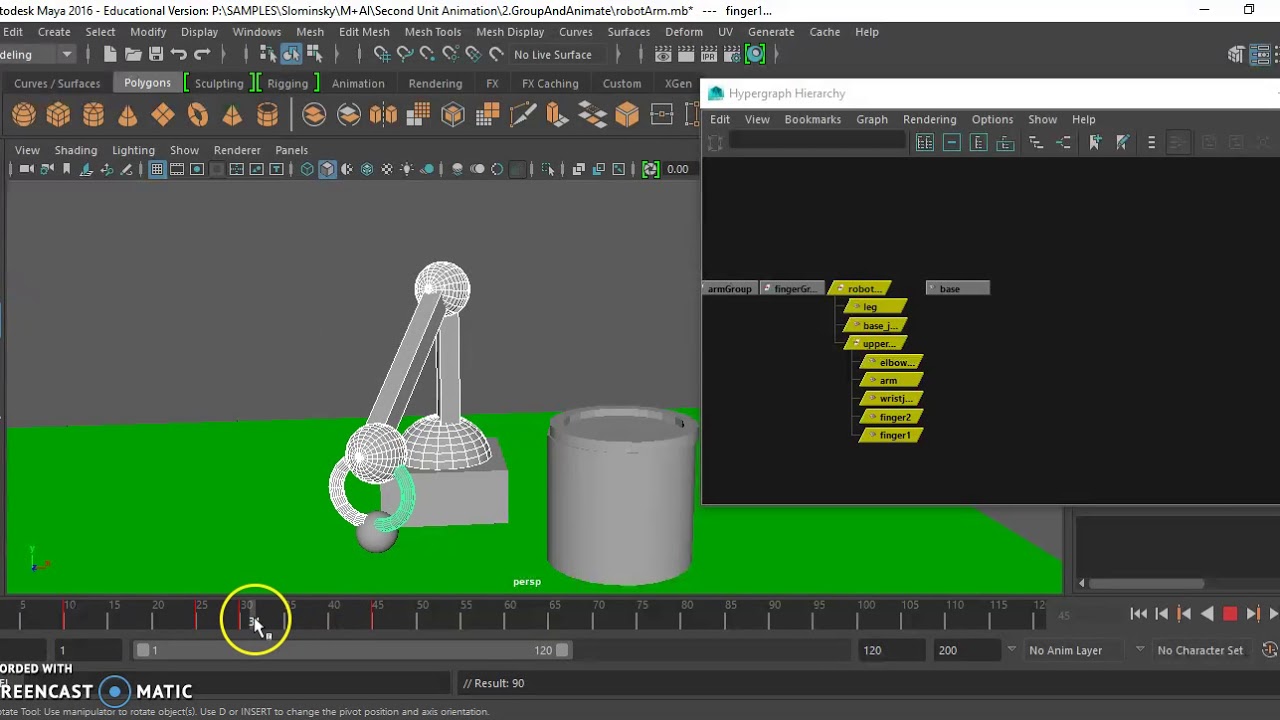Creating a very basic robot arm animation Using groups and Animation in Maya 2016