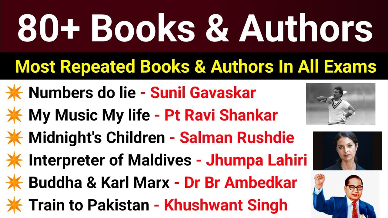 80+ Important Books & Authors | Most Repeated Books and Authors In Every One Day Competitive Exams 