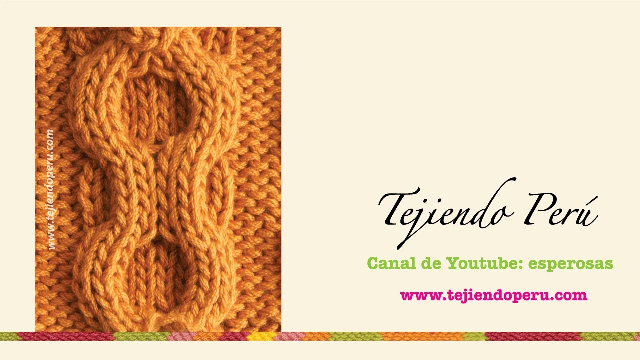 Dos agujas: trenza (ocho) en doble relieve