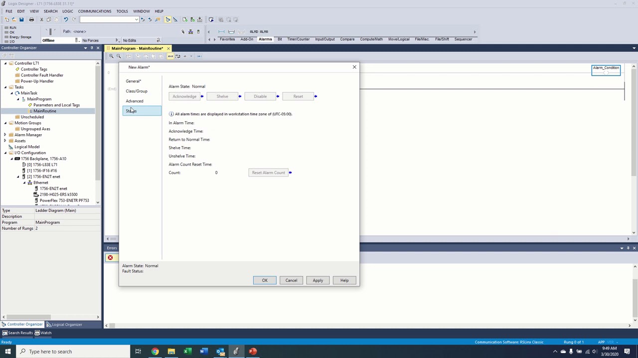 Controller Based Alarms