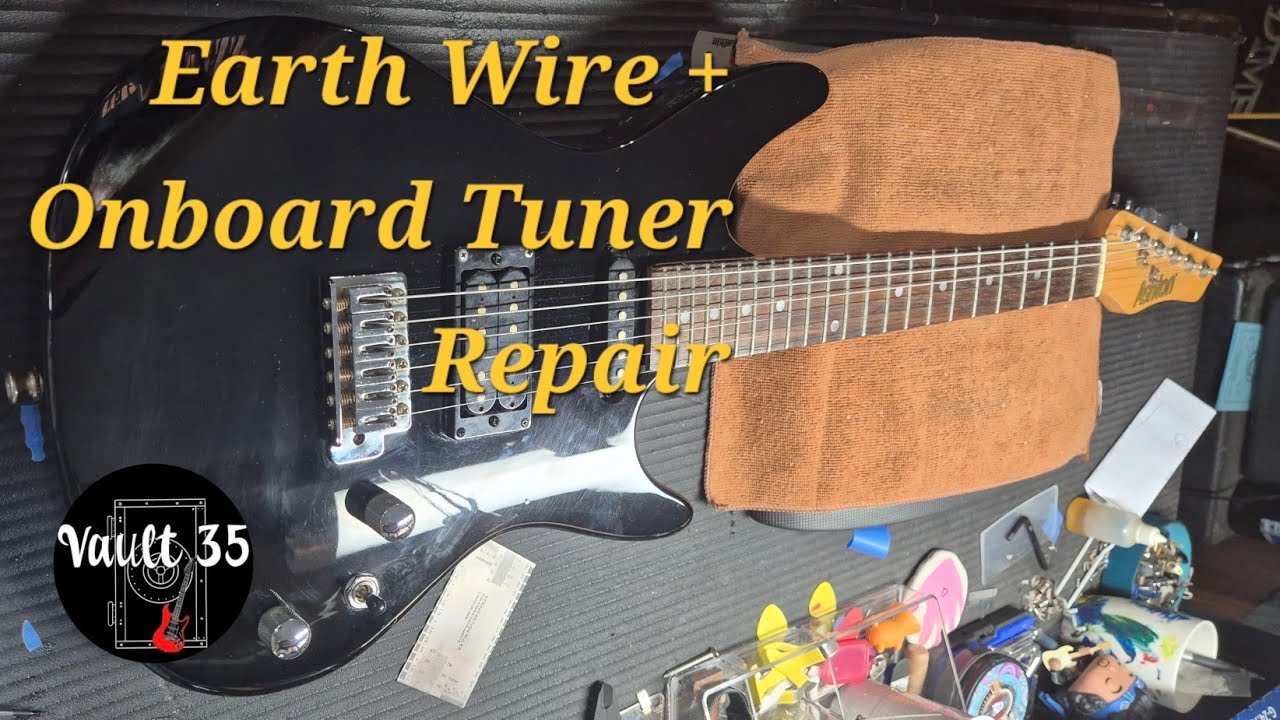 EP63. Aston 3/4 Size Electric Guitar. Onboard tuner repair + setup.