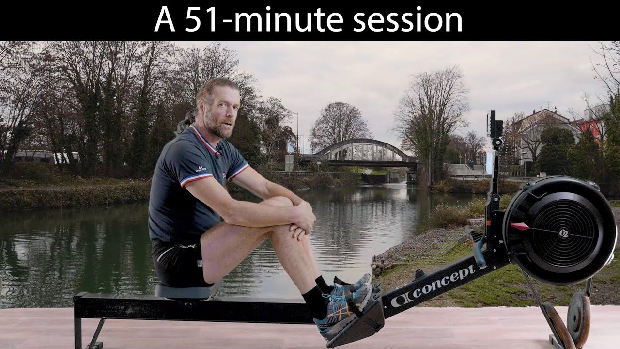 Une séance ergomètre aviron endurance technique. A rowing ergometer session in technical endurance
