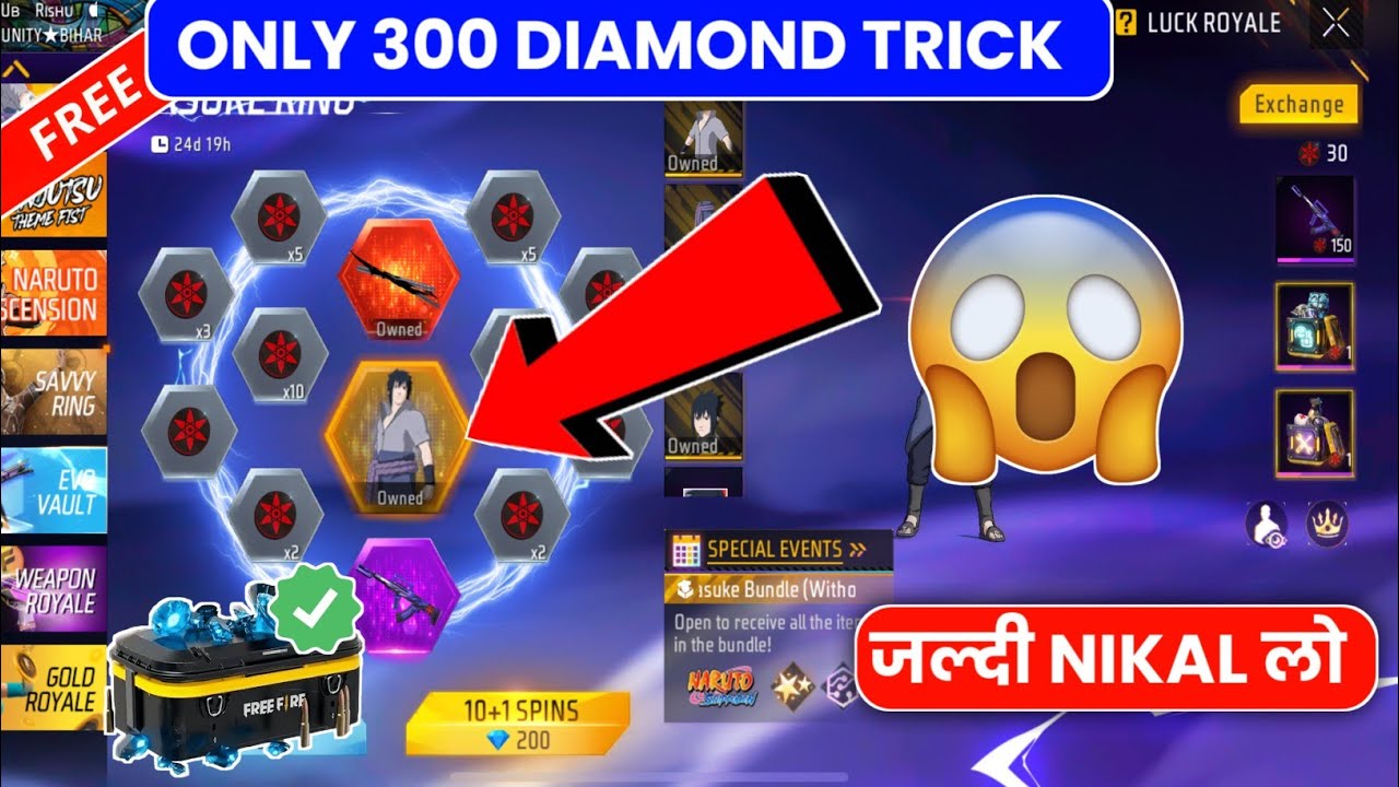 FREE FIRE NEW SASUKE RING EVENT IN FREE FIRE || FREE FIRE RING EVENT || NEW SASUKE RING EVENT IN FF