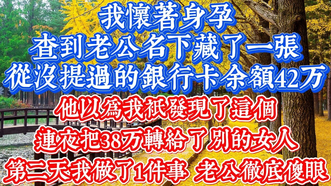 我懷著身孕,查到老公名下藏了一張從沒提過的银行卡:余额42万,他以爲我紙發現了這個,連夜把38万轉給了别的女人,第二天我做了1件事,老公徹底傻眼.