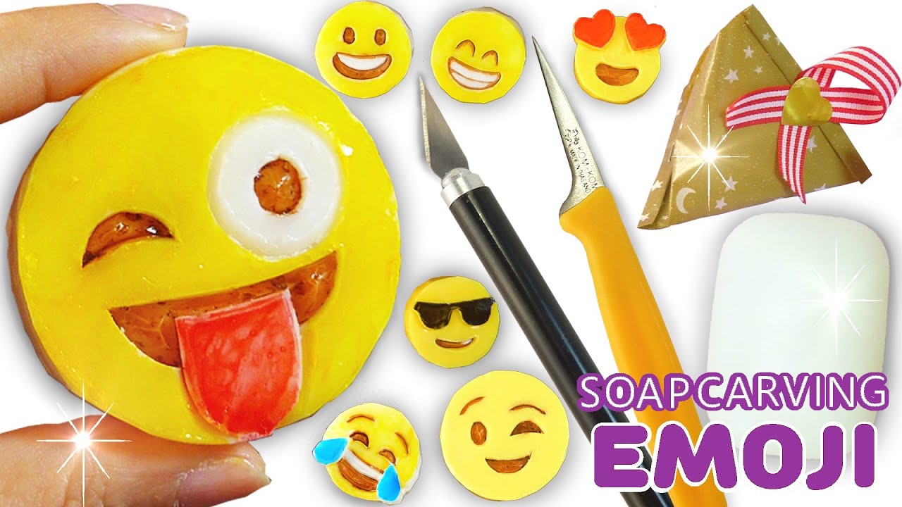 SOAP CARVING| EMOJI | Free Template | EASY | DIY | Tutorial | Satisfying |ASMR |