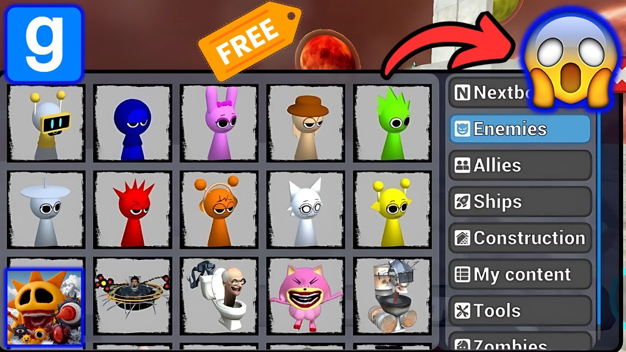 UPDATE SPRUNKI IN ANDROID SANDBOX IN SPACE skibidi toilet garry's mod