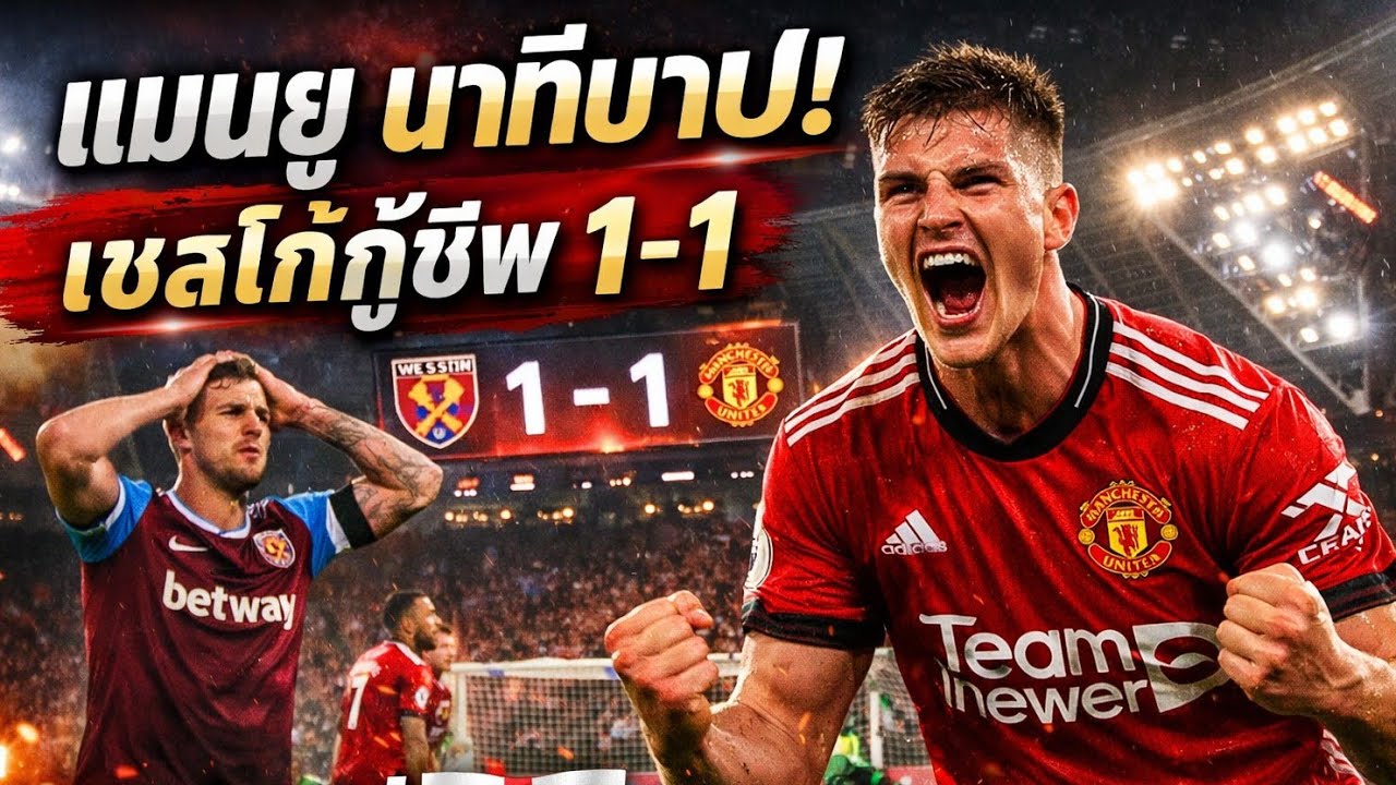 แมนยูรอดตาย!  เซสโก้ซัดนาทีบาป กู้ชีพผีแดงบุกเจ๊าเวสต์แฮม 1-1 ศึกพรีเมียร์ลีกเดือด 