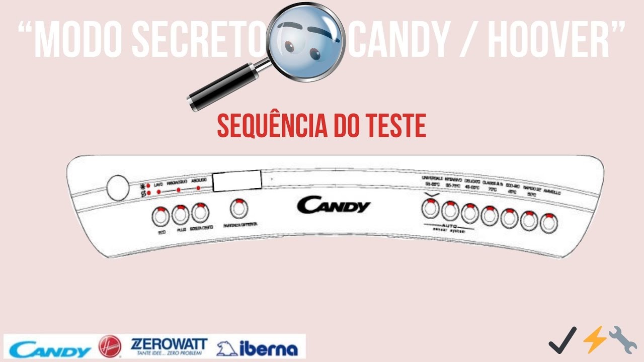 🧠Como entrar no modo de Auto Teste da máquina louça Candy / Hoover – Autodiagnóstico Passo a Passo 🎯
