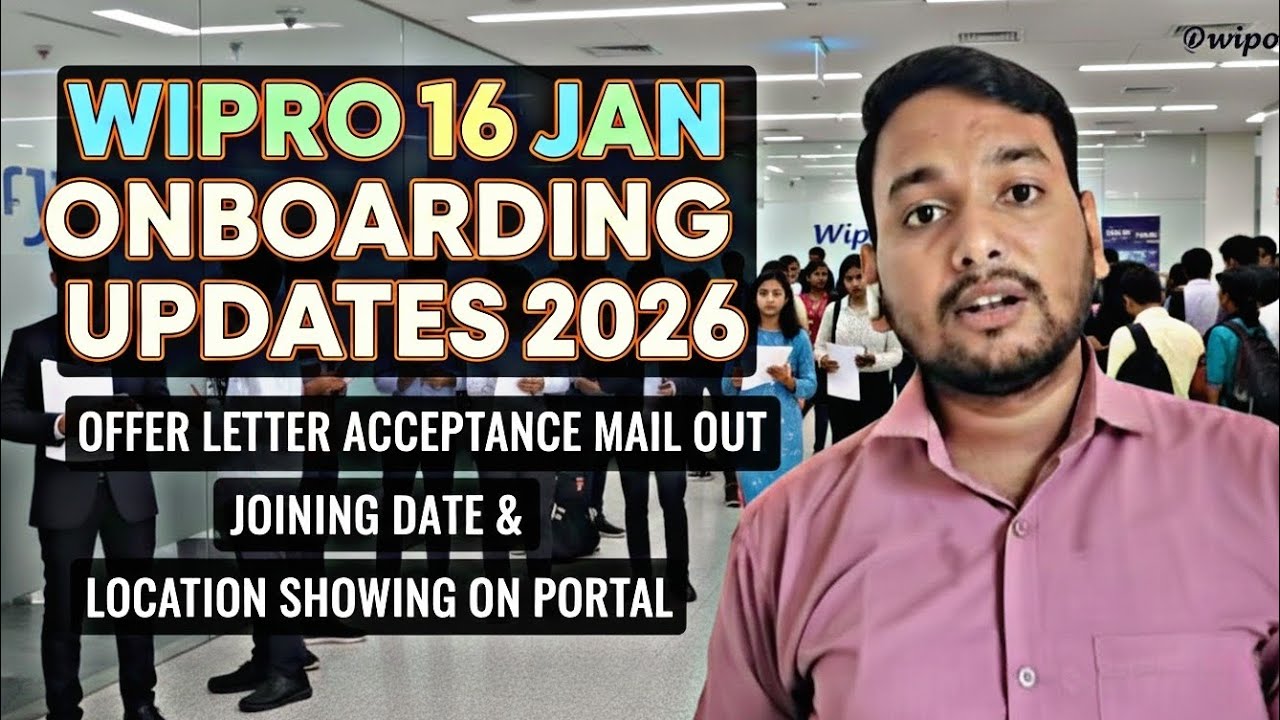 Wipro 16 Jan Onboarding Updates 2026 | Offer Letter Acceptance & Joining Date Portal Update