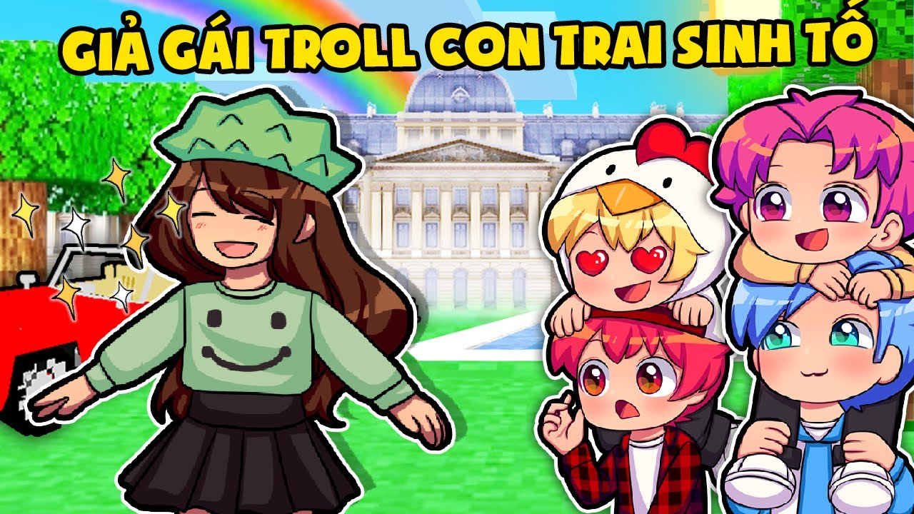 SẦU RIÊNG 24H GIẢ THÀNH EM GÁI HỌ TROLL CON TRAI SINH TỐ TEAM TRONG MINECRAFT*SẦU RIÊNG GIẢ GÁI🤣😂