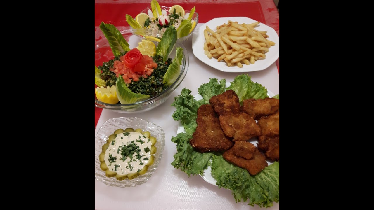 تبولة و فيليه سمك و سلطة تونا  من مطبخ ابو راجي-Tabbouleh, fish fillet & tuna salad
