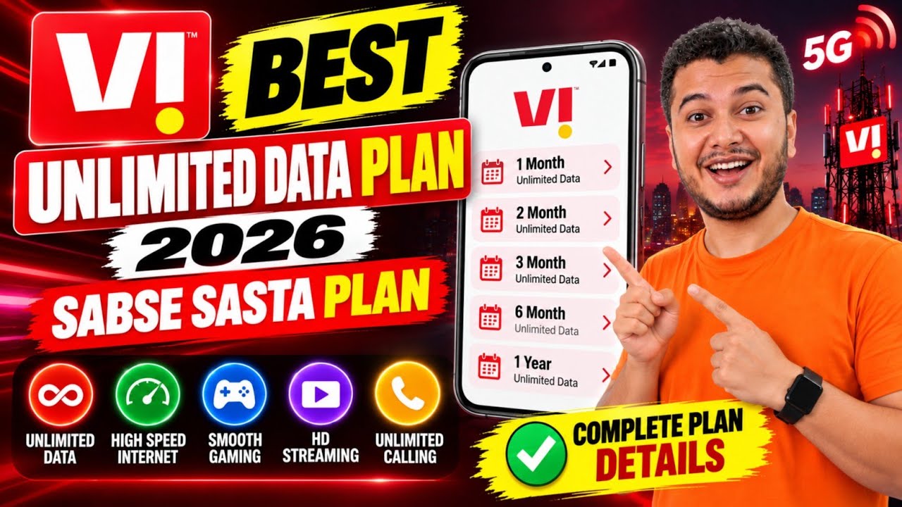 Vi Best Unlimited Data Plan 2026 🔥 | Vi Unlimited Data Recharge | Vi Sabse Sasta Plan