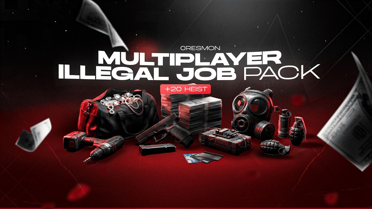 Fivem Multiplayer Illegal Job Pack  +20 JOB | Props, Level System, OneSync | [ESX / QB / QBOX]