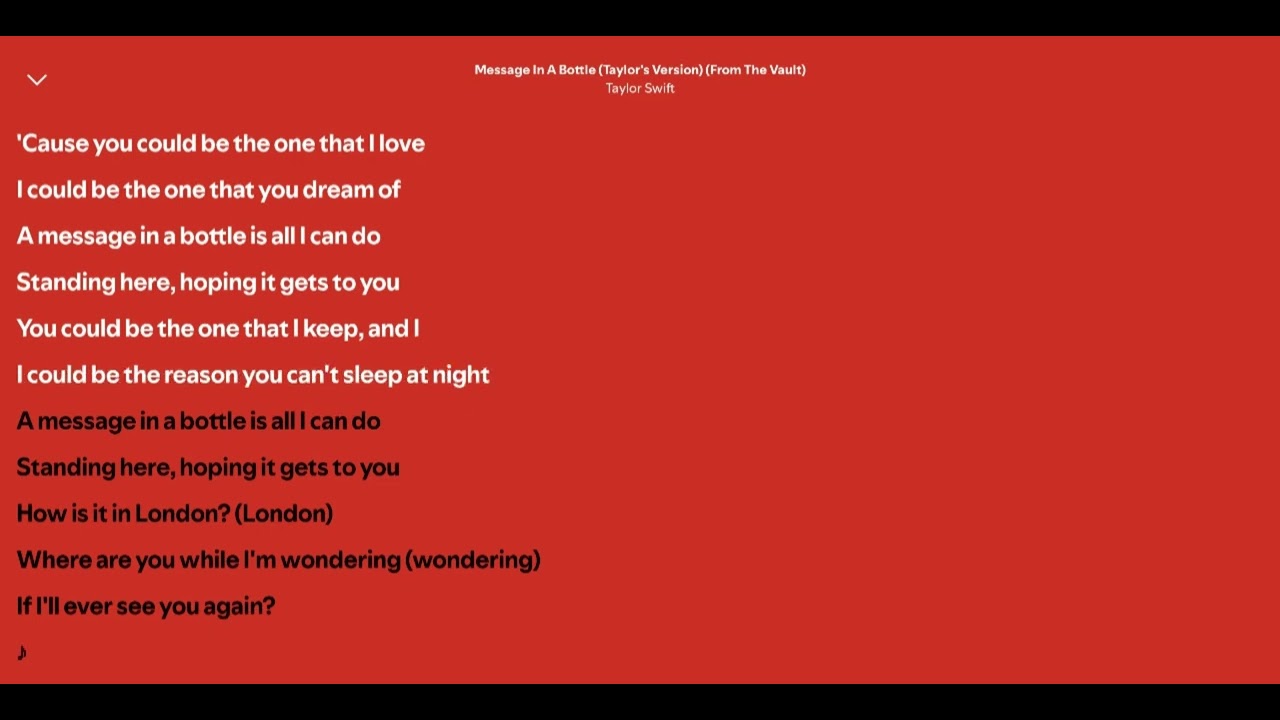 TAYLOR  SWIFT - MESSAGE IN A BOTTLE (LIRIC)