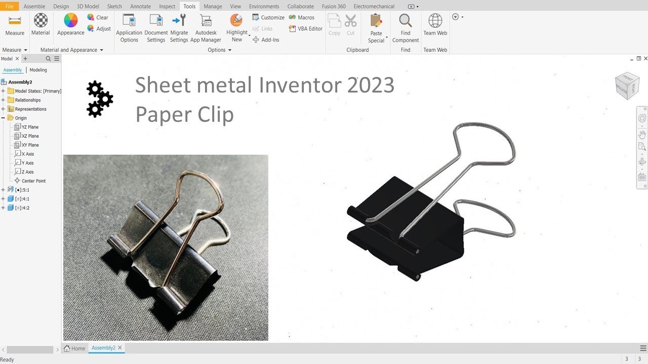 Autodesk Inventor Sheet Metal Tutorial Paper Clip