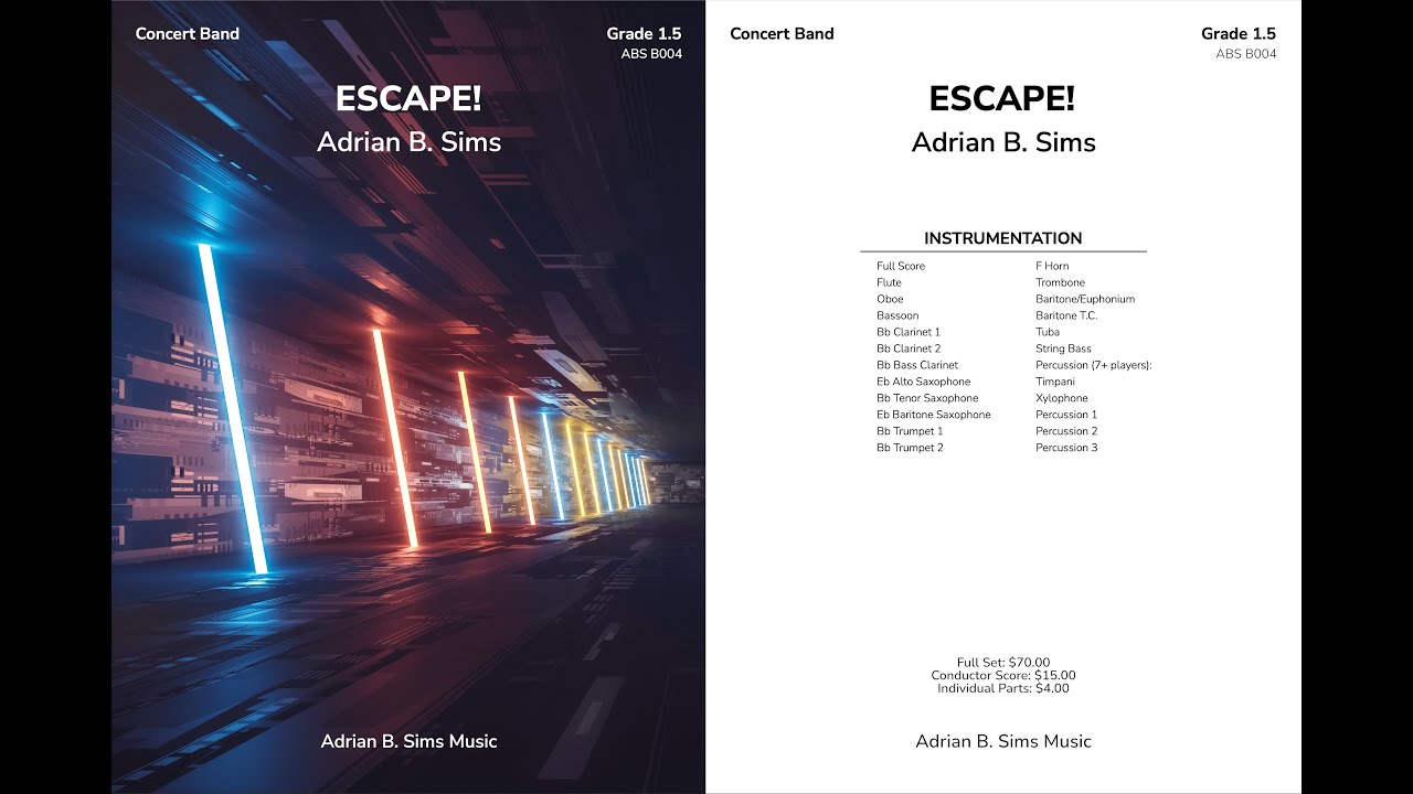 Escape! by Adrian B. Sims (Grade 1.5, Concert Band)