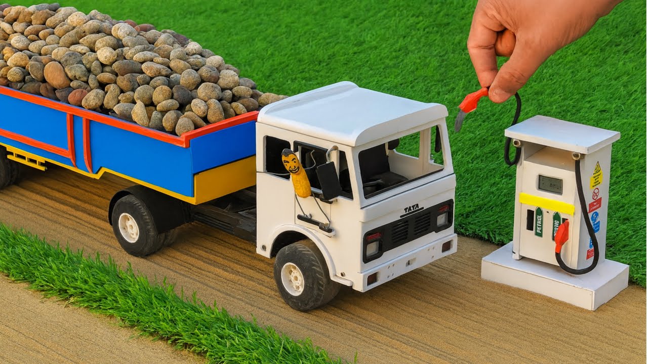 DIY Mini Truck Loads Stones | Creative Miniature Construction & Fun Engineering Project