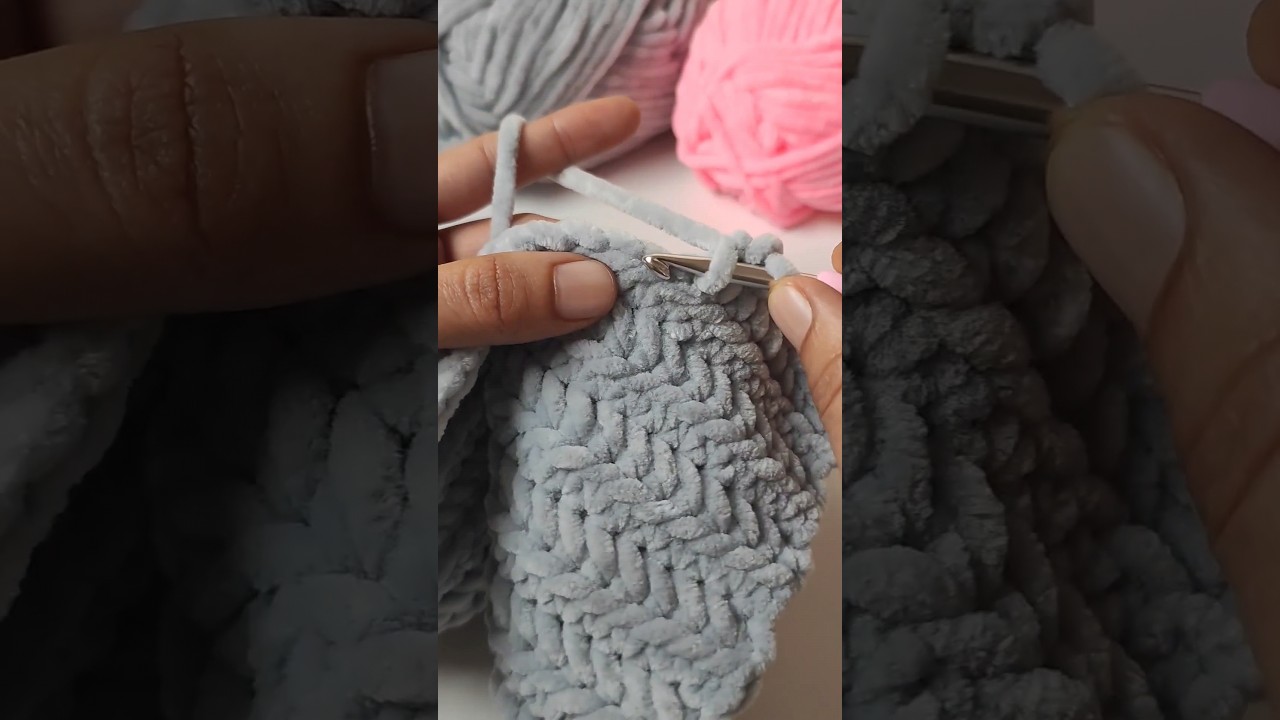 INCREDIBLE Chenille Yarn Crochet Stitch #shorts