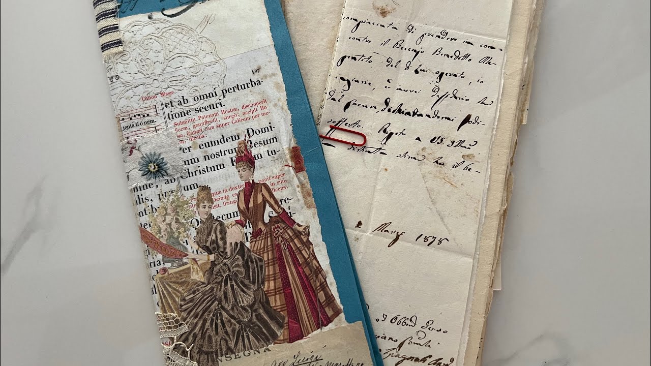 TUTORIAL HOW TO | Antique document journal | sewing in the pages - adding pockets