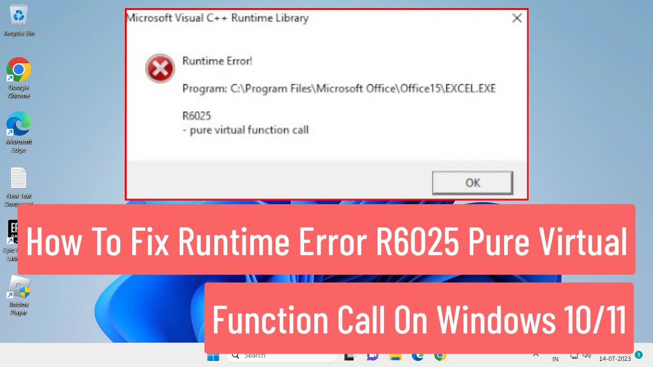 How To Fix Runtime Error R6025 Pure Virtual Function Call On Windows 10/11 (FIXED)
