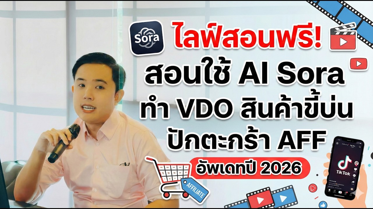 ไลฟ์สอนฟรี!สอนใช้ AI ทำVDOสินค้าขี้บ่น ปักตะกร้า AFF อัพเดทปี2026