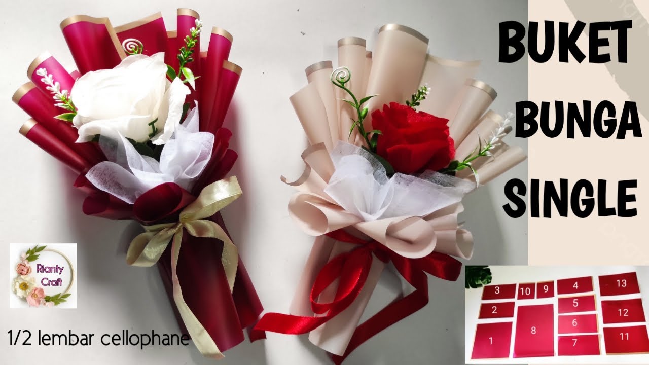 SINGLE FLOWER BOUQUET // BUKET BUNGA SINGLE // Buket Single Rose // Cuma 1/2 lembar cellophane