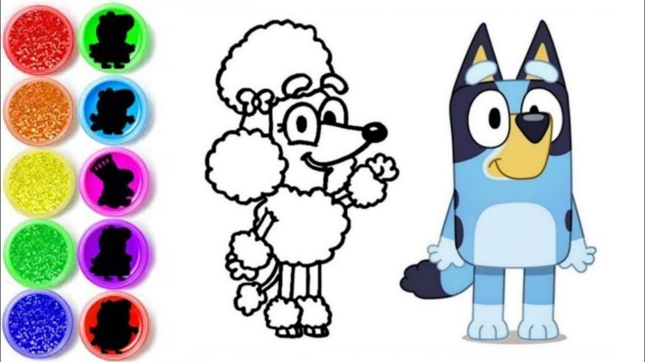Drawing and colouring Bluey characters Bluey and Coco | Let's color Coco from Bluey 