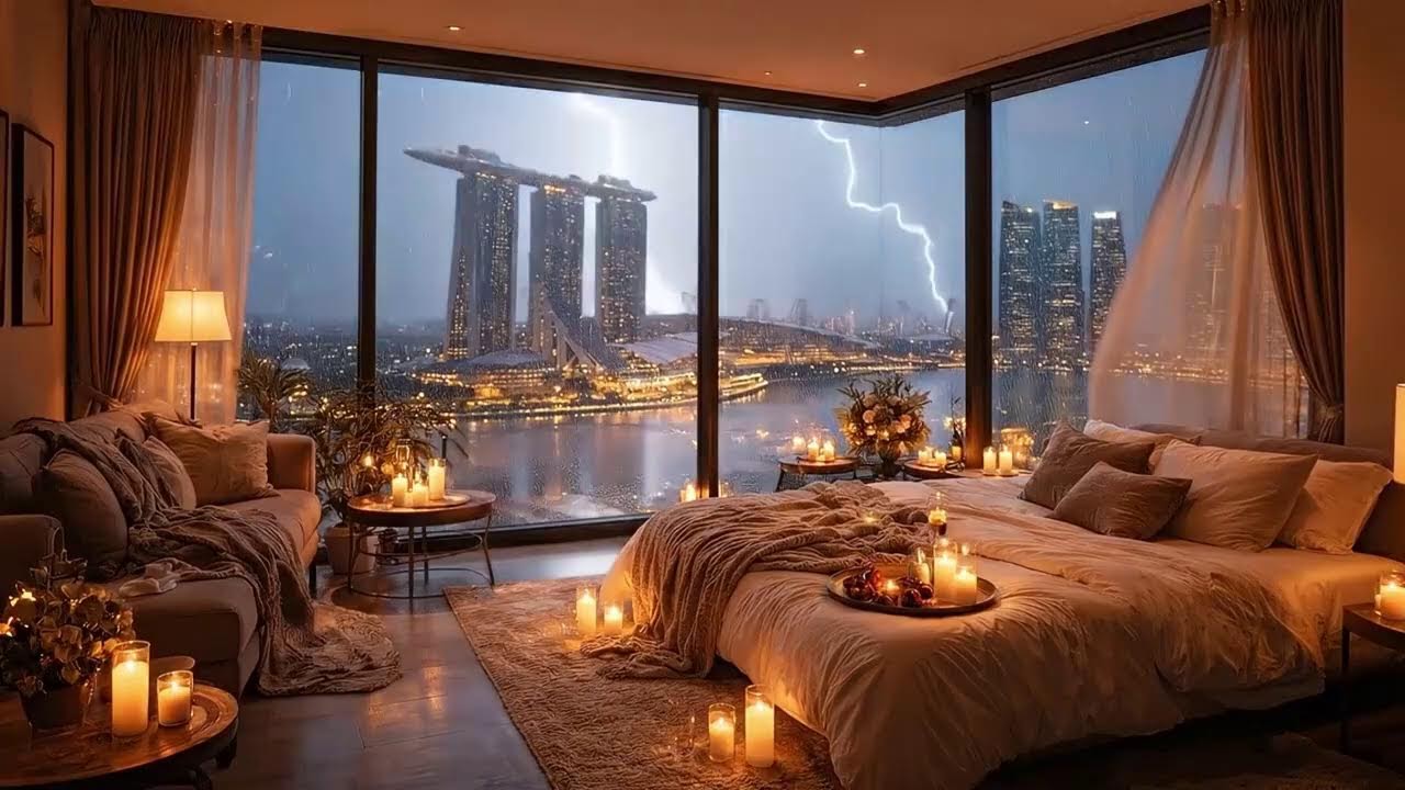 Cozy Bedroom Rain, Thunder & Relaxing Sleep Music