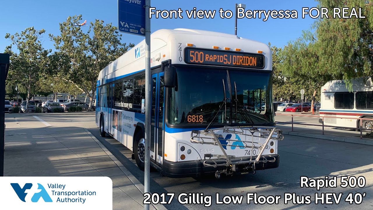 (FRONT VIEW) Full Route (N): VTA 7410 on Route 500 Rapid - 2017 Gillig Low Floor Plus HEV 40'