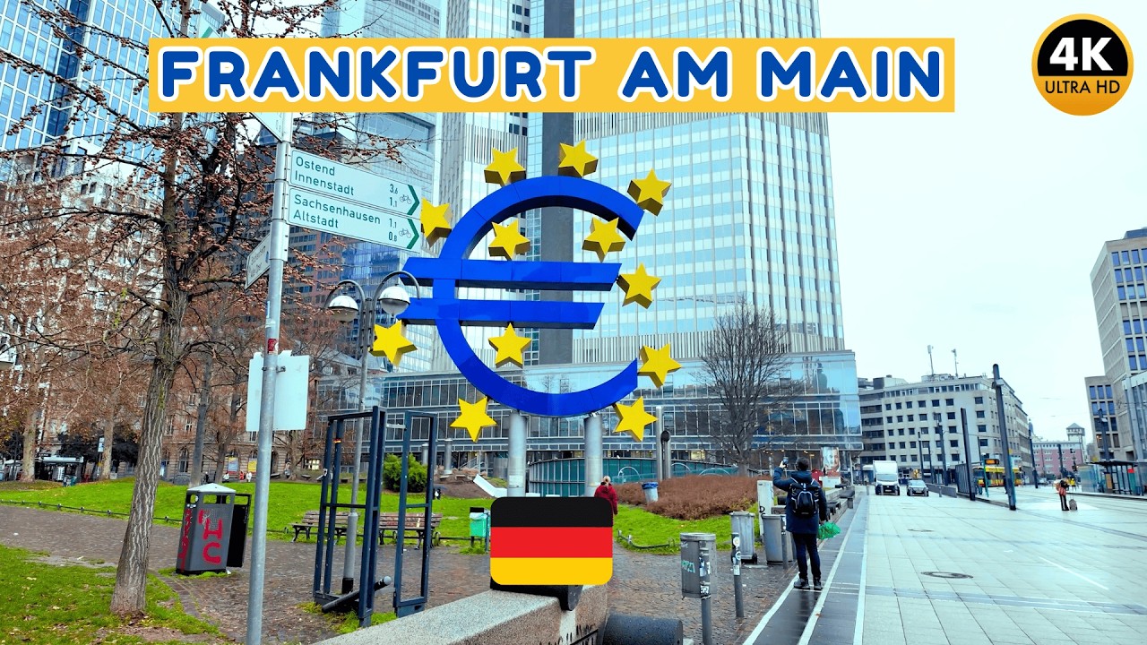 Inside Germany's Financial Capital| Frankfurt Tour on a Rainy Day| Satisfying City Walk in 4K