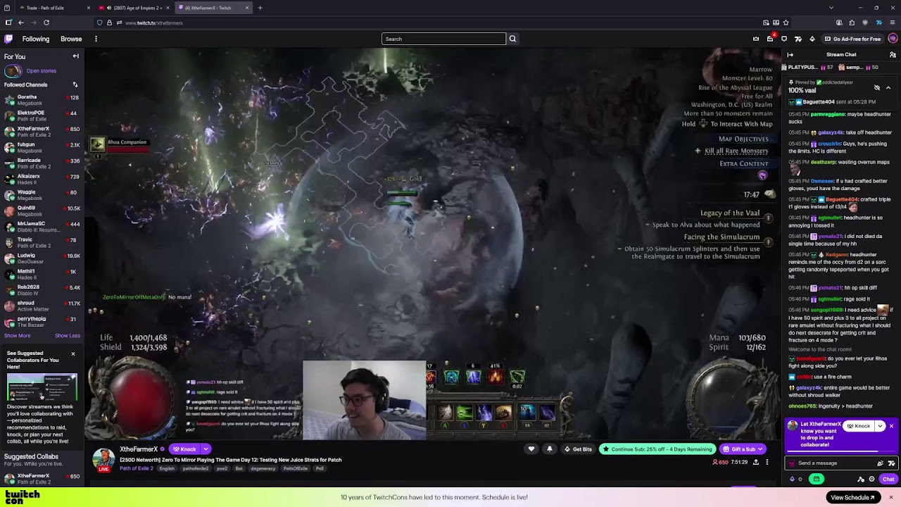 Playing Pohx League Setting up for Cast on Crit Chieftain (clutchcore done)
