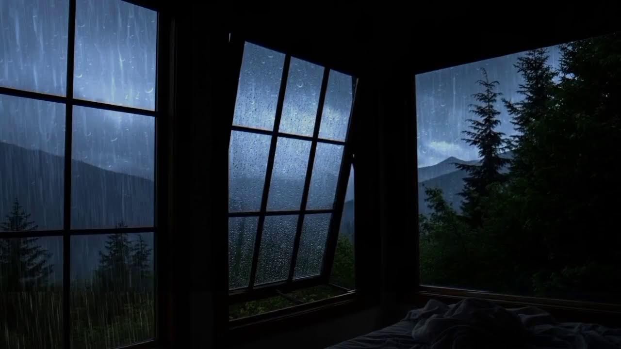 LIVE 🔴 Rainy Mountain Night | Heavy Rain on Window for Deep Sleep & Insomnia Relief (Black Screen)