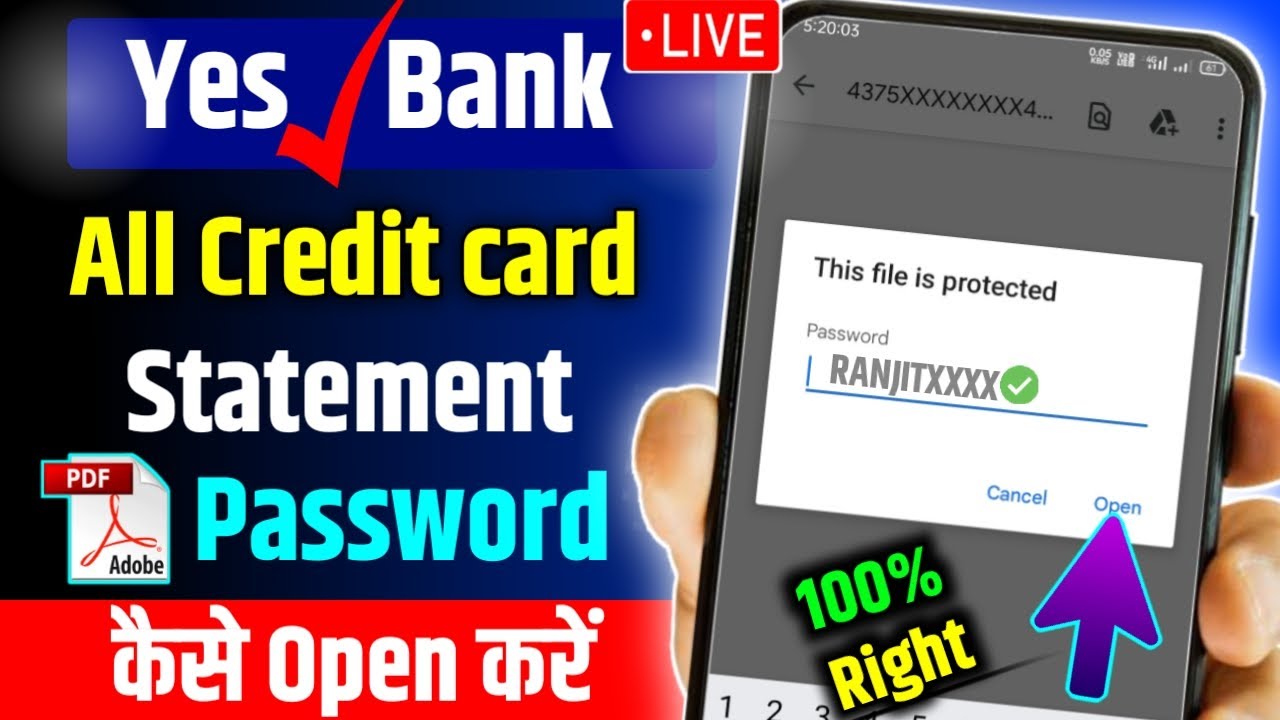 Yes Bank Credit Card Statement Pdf Password |How To Open Yes Bank Statement Password | Ranji Tech..