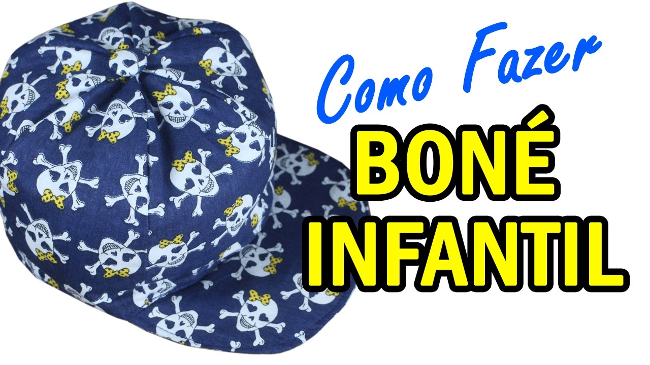 🌸MOLDE GRATIS Como Fazer Boné Infantil Passo-a-Passo