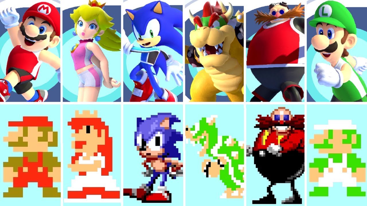 Mario & Sonic at the Summer Olympic Games 2020 - All Characters (8-Bit vs. 2020)