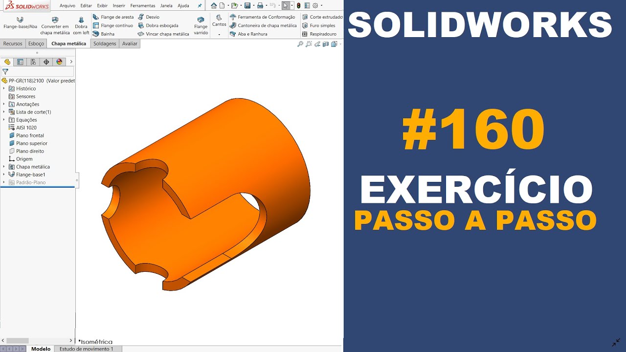 SOLIDWORKS | EXERCÍCIO 160 - TUBO USINADO DE AÇO SAE 1020 DE Ø73X82mm #solidworks