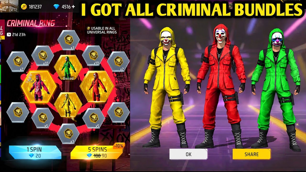 CRIMINAL BUNDLES RETURN FREE FIRE|FREE FIRE NEW EVENT|FF NEW EVENT TODAY| NEW FF EVENT|FREE FIRE MAX
