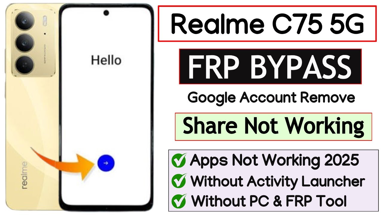 Realme C75 5G Frp Bypass/Unlock Google Account Lock Without Pc | Share Article Option Not Working