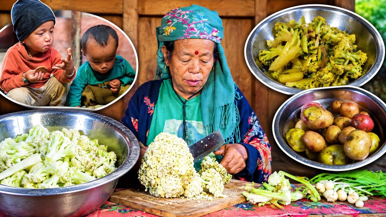 Simple Village Style Cauliflower & Potato recipe || Authentic Nepali Cooking || vegetable recipe ￼
