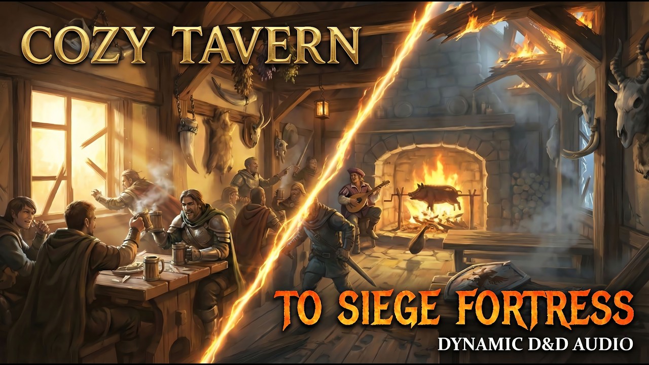 The Hearth & Tankard Ambience | Cozy Tavern to Siege Fortress (Dynamic D&D Audio)