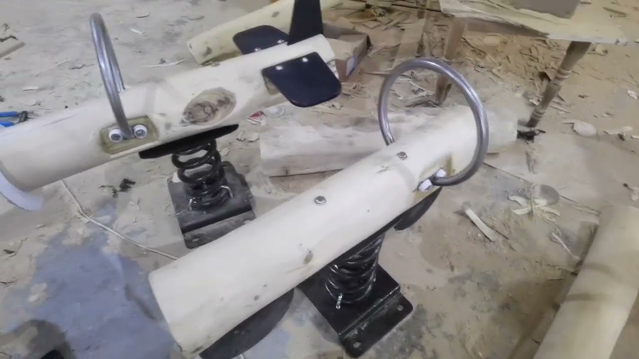 DIY outdoor wooden spring rider for park use